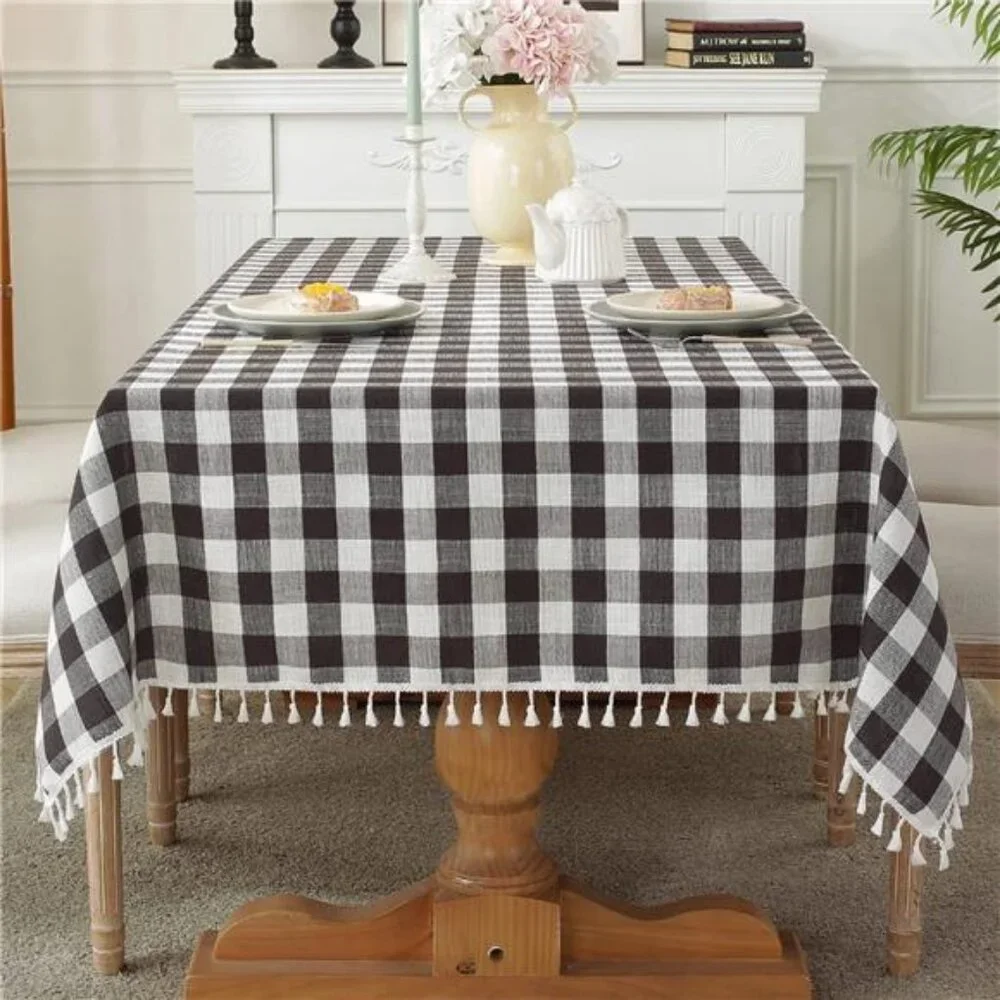 Farmhouse Tablecloth Square Checkered Buffalo Plaid Cottage Decor Table Cover
